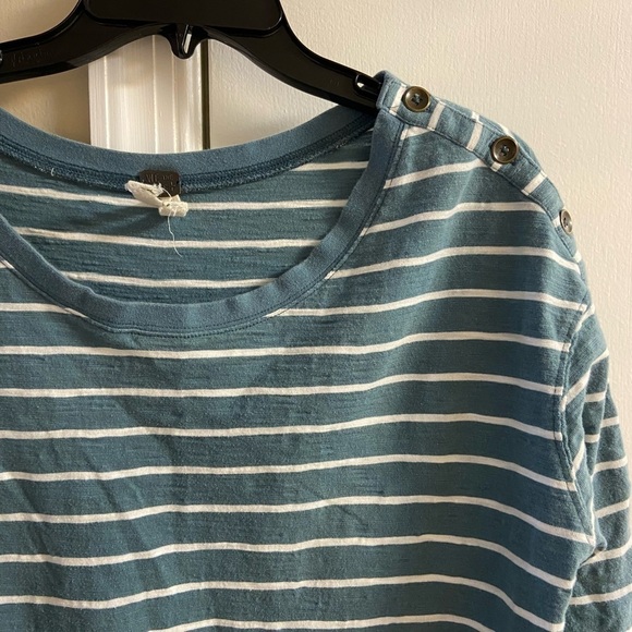 We the free crewneck top boxy fit striped dark teal oversized Small - Picture 2 of 7